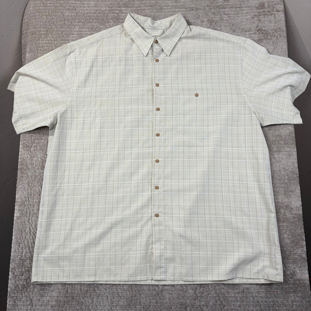 Moda Campia Mens 3XLT Plaid Short Sleeve Button Down Shirt Beige White Tall 3XLT